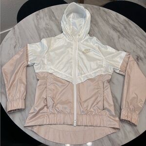 Nike White and nude wind breaker Jacket